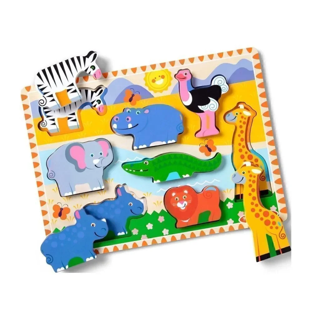New Melissa & Doug Safari Wooden Chunky Puzzle